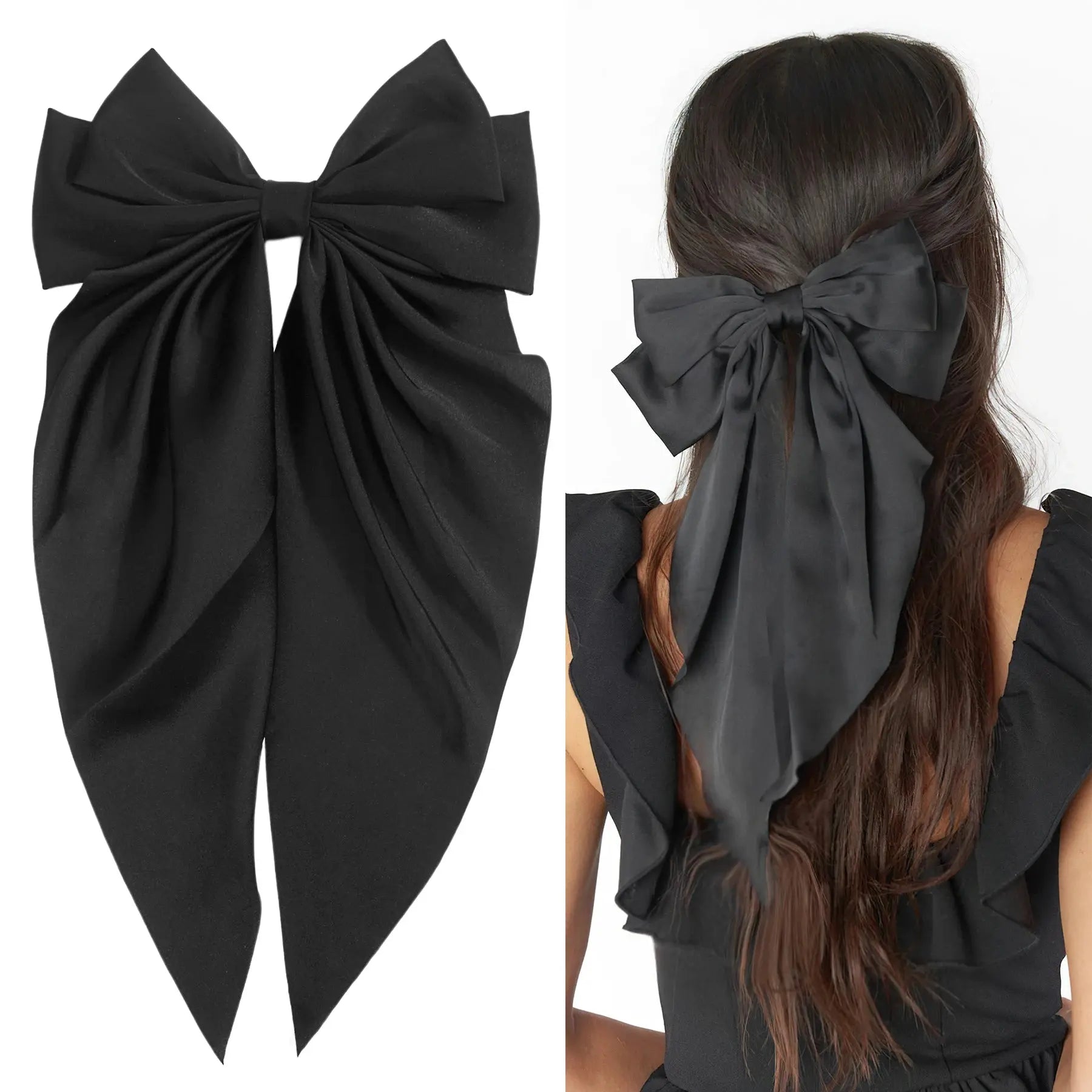Elevate Your Look with Our Gorgeous Satin Bow Hair Clip - Perfect for Chic Ponytails! 🌟💖 #HairGoals #Fashionista