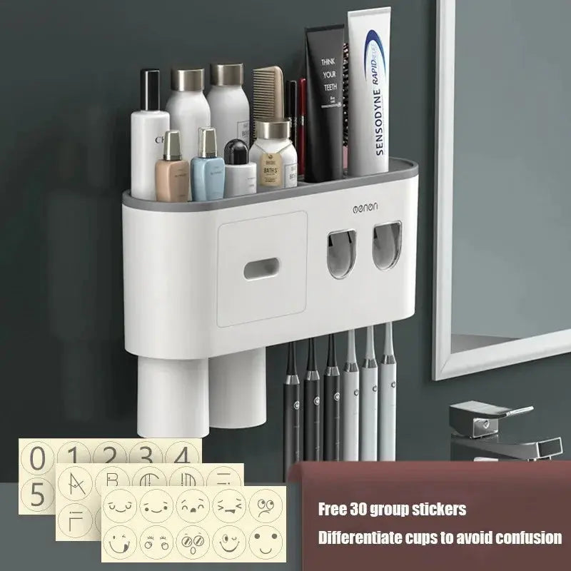 1Pcs Wash Set  Automatic Toothpaste Squeezer Cups Gargle Cup  Punch-free Toothbrush Cup Holder Storage Rack Bathroom Products Ho NNOS