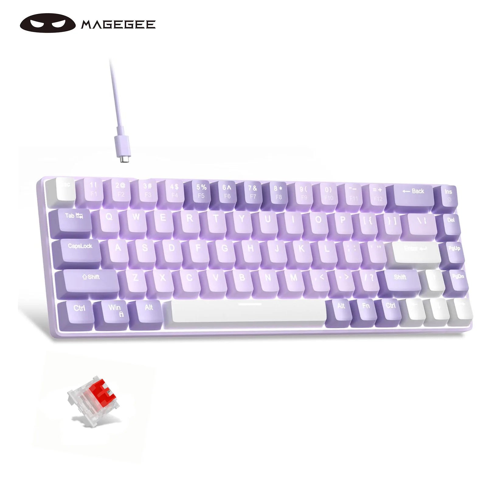 MageGee Portable 60% Mechanical Gaming Keyboard, MK-Box LED Backlit Compact 68 Keys Mini Wired Office Keyboard with Red Switch f NNOS