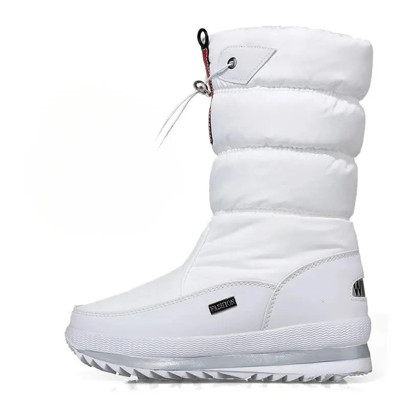 Winter thick women's snow boots Warm Plush Mid-calf Boots Non slip Waterproof  Platform Snow Boot Casual Female White shoes NNOS