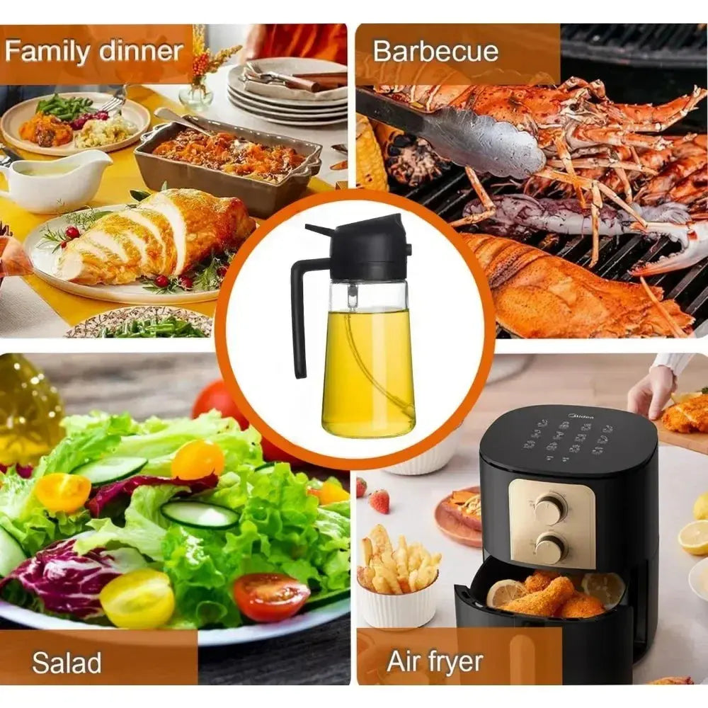 1-2PCS 2in1 Olive Oil Dispenser Bottle 500ml Plastic Oil Sprayer Cooking Oil Spray Tank BBQ Baking Picnic Kitchen Tools for Home NNOS