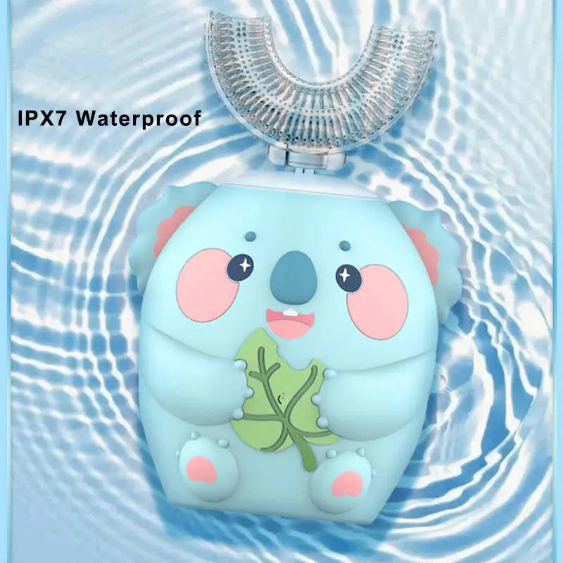 Children's Sonic Electric Toothbrush USB Rechargeable for Kids U-shaped 360Degrees Automatic Silicone Toothbrush Blue Light IPX7 NNOS