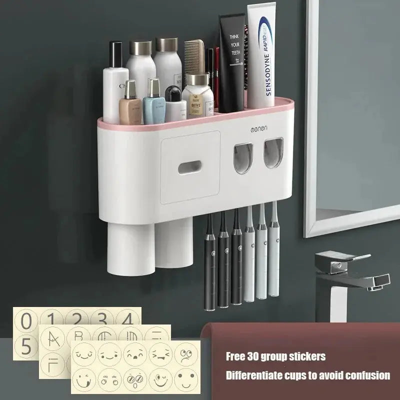 1Pcs Wash Set  Automatic Toothpaste Squeezer Cups Gargle Cup  Punch-free Toothbrush Cup Holder Storage Rack Bathroom Products Ho NNOS