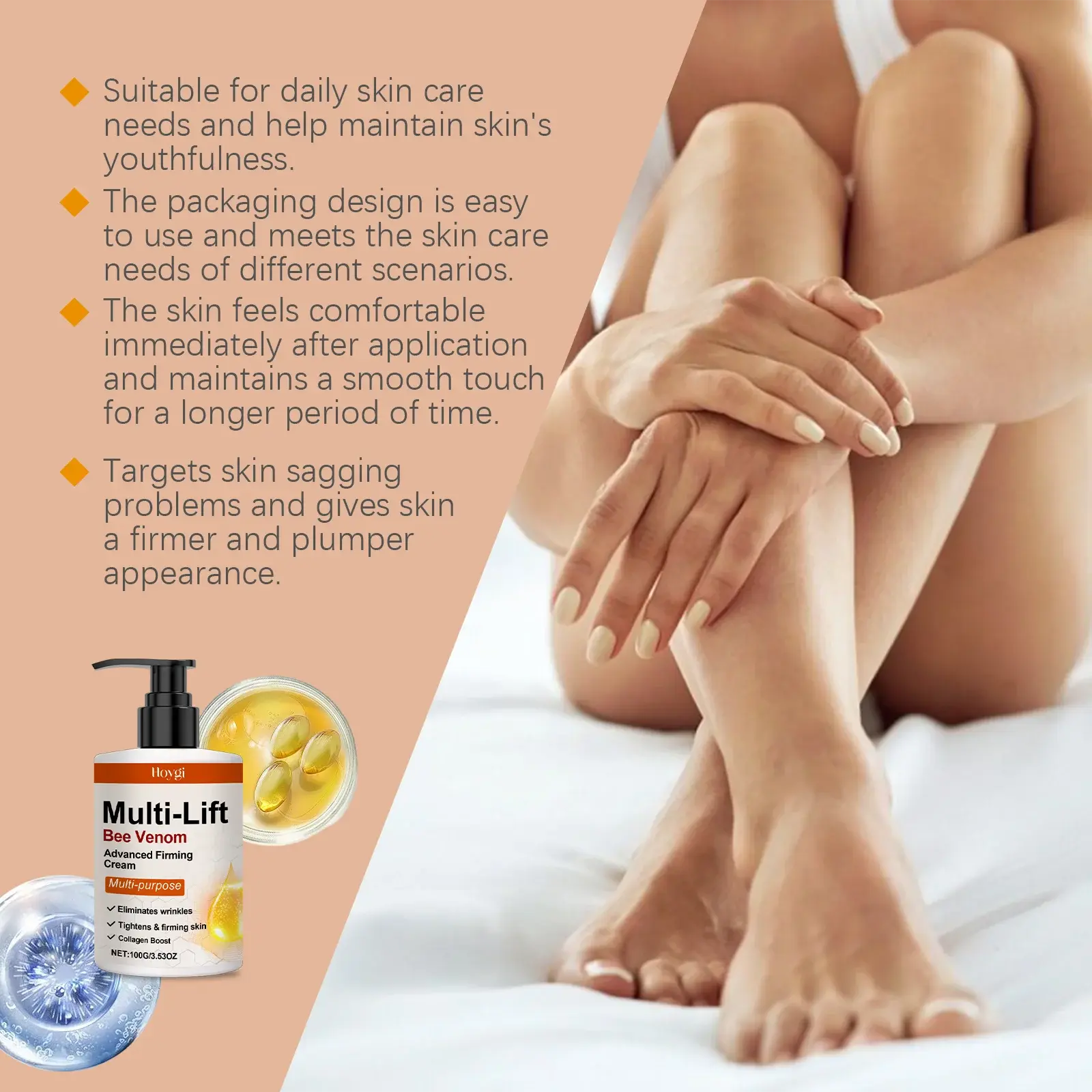 Bee Venom Cream for Body Multi Lifting Reduce Sagging Skin Anti Wrinkle Shaping S Curved Fat Firming Buttock Body Massage Lotion NNOS