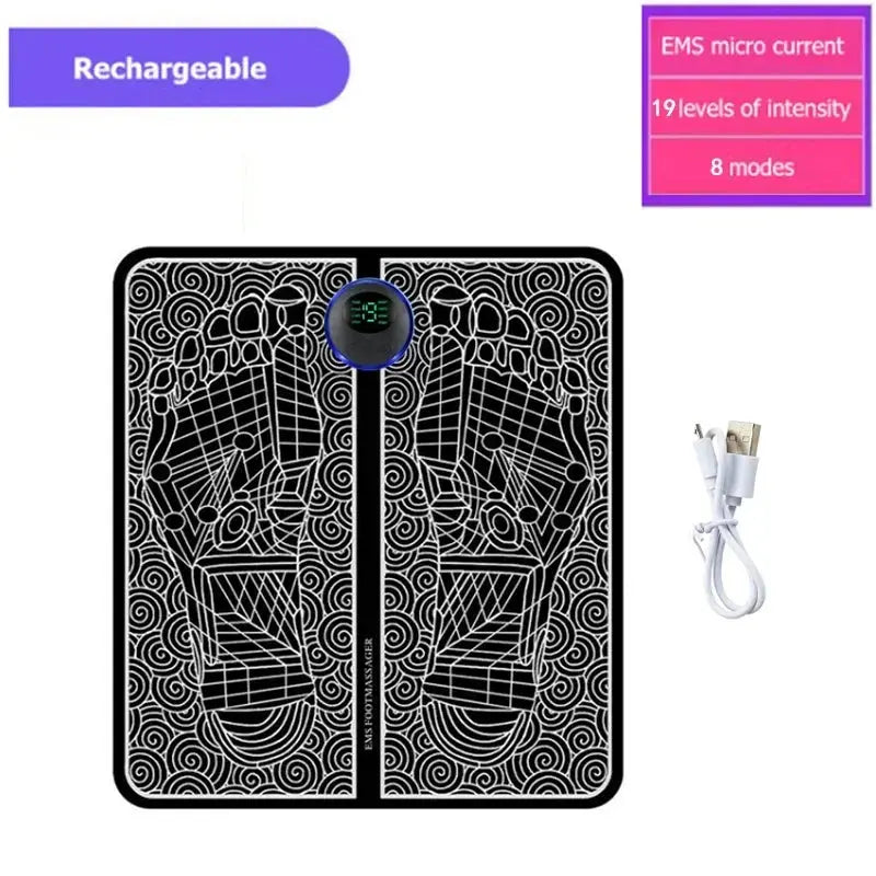 USB Rechargeable Foot Massage Mat – 8 Modes, 19 Levels, Boosts Circulation NNOS