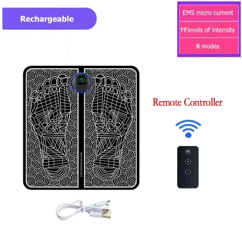 USB Rechargeable Foot Massage Mat – 8 Modes, 19 Levels, Boosts Circulation NNOS