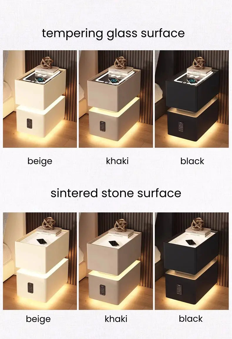 Smart Bedside Table – Modern Nightstand with Wireless Charging & LED Features NNOS
