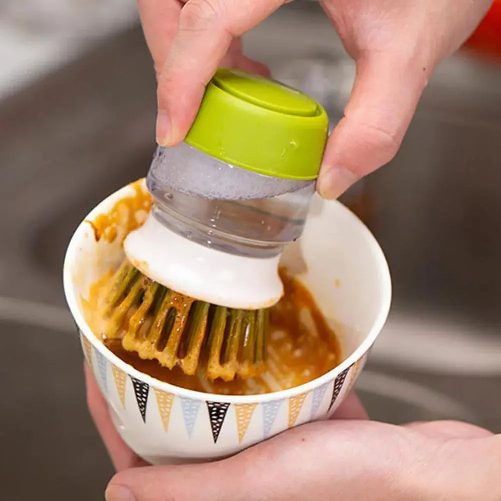 Multifunctional Kitchen Scrub Brush with Soap Dispenser Eco-Friendly Press Cleaning Brush for Durable Home Cleaning NNOS