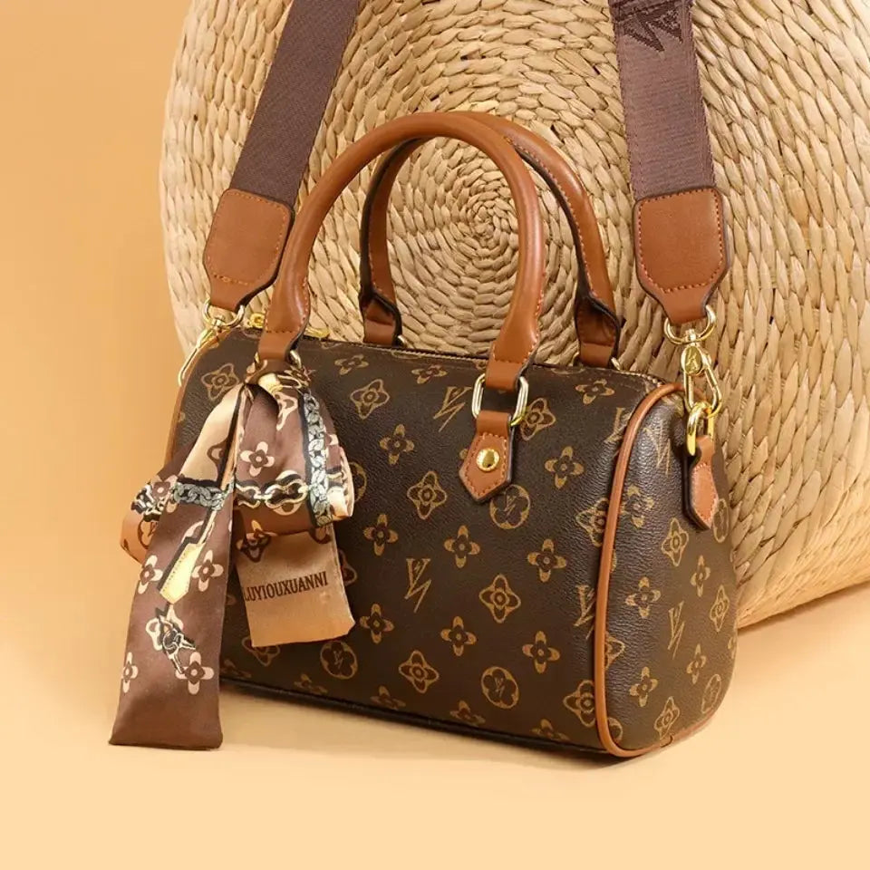 Luxury Crossbody Bag for Women New Fashion Retro Printed Handbag of High Quality PU Leather Boston Shoulder Tote NNOS