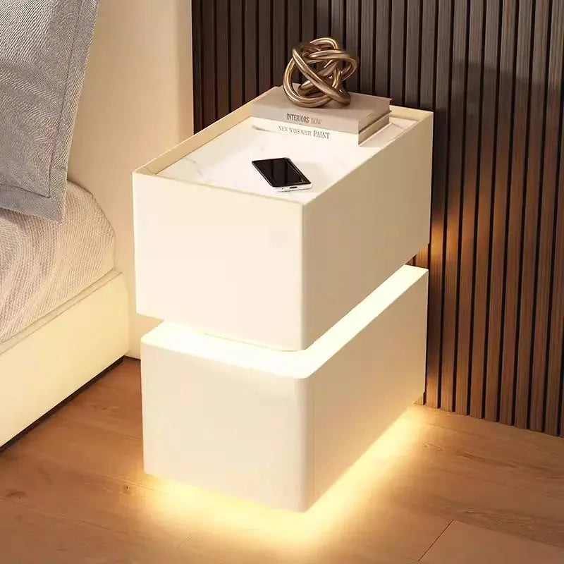 Smart Bedside Table – Modern Nightstand with Wireless Charging & LED Features NNOS