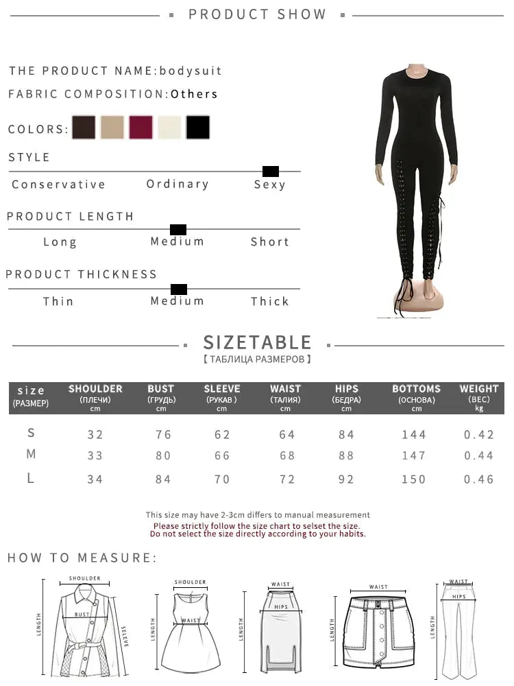 Sexy Fall Jumpsuits for Women DIY Shirring O-Neck Full Sleeve Stretch Polyester Slim Fit Ankle-Length Party Clubwear NNOS