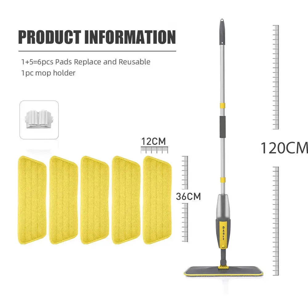 Magic Floor Cleaning Sweeper Brooms With Microfiber Pads 360° Rotation Flat Spray Floor Mop Broom For Cleaning Home Spin Mop NNOS