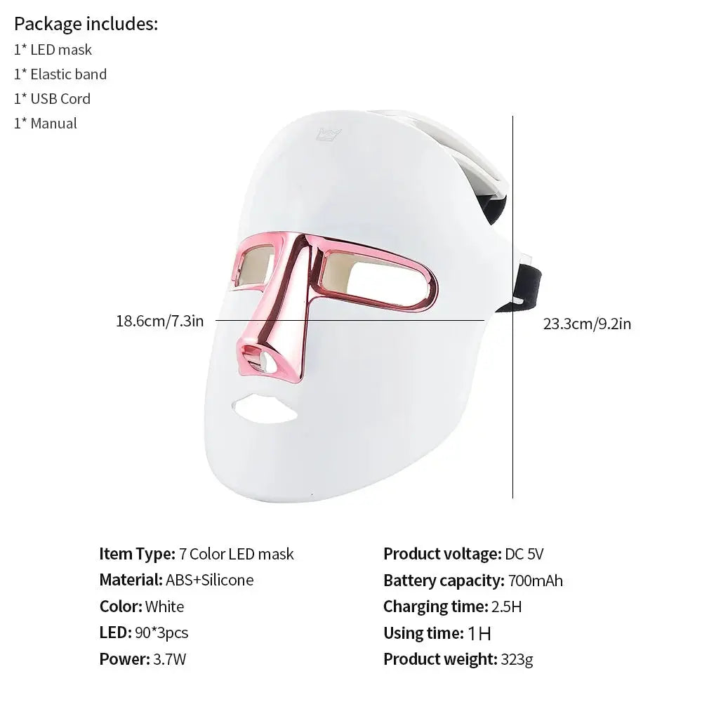 LED Beauty Mask 7 Colors – Anti-Aging Red Light Skin Care Therapy NNOS