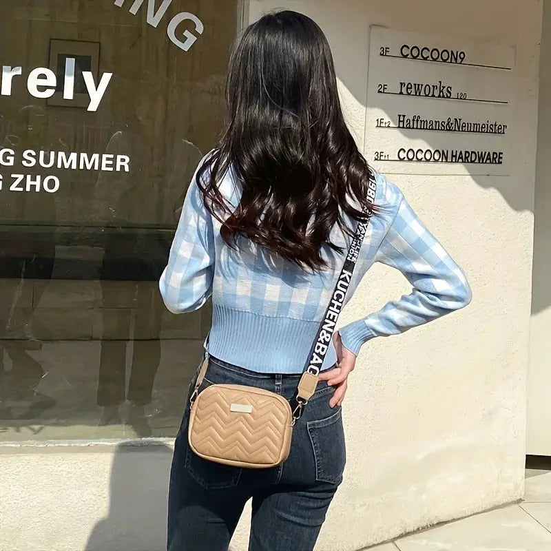 Geometric Pattern Crossbody Shoulder Bag Casual Zippered Camera Lipstick Bag Square Size Eye Catching NNOS