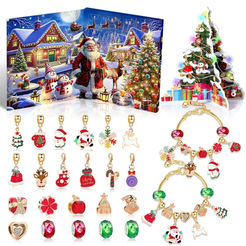 1 Set of Cute Christmas Countdown DIY Bracelet Set ， Christmas New Year Birthday Party Wedding Spring Festival Gifts Gift Filler NNOS