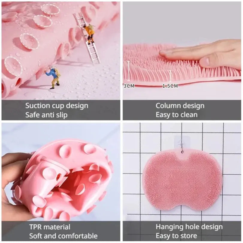 Silicone Massage Shower Mat Non-slip Wash Foot Pad Foot Exfoliating Bathroom Rub Back Brush with Sucker Bath Massage Brush Pad NNOS