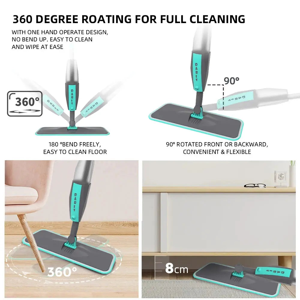 Magic Floor Cleaning Sweeper Brooms With Microfiber Pads 360° Rotation Flat Spray Floor Mop Broom For Cleaning Home Spin Mop NNOS