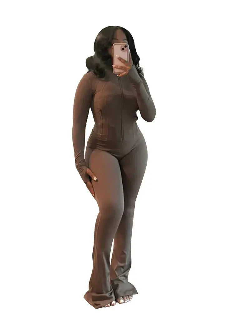 Autumn And Winter New Long Sleeves Zipper Crop top Suits Tracksuits Women's Suits Fashion Pants Female Soild 2 Piece Sets 2024 NNOS