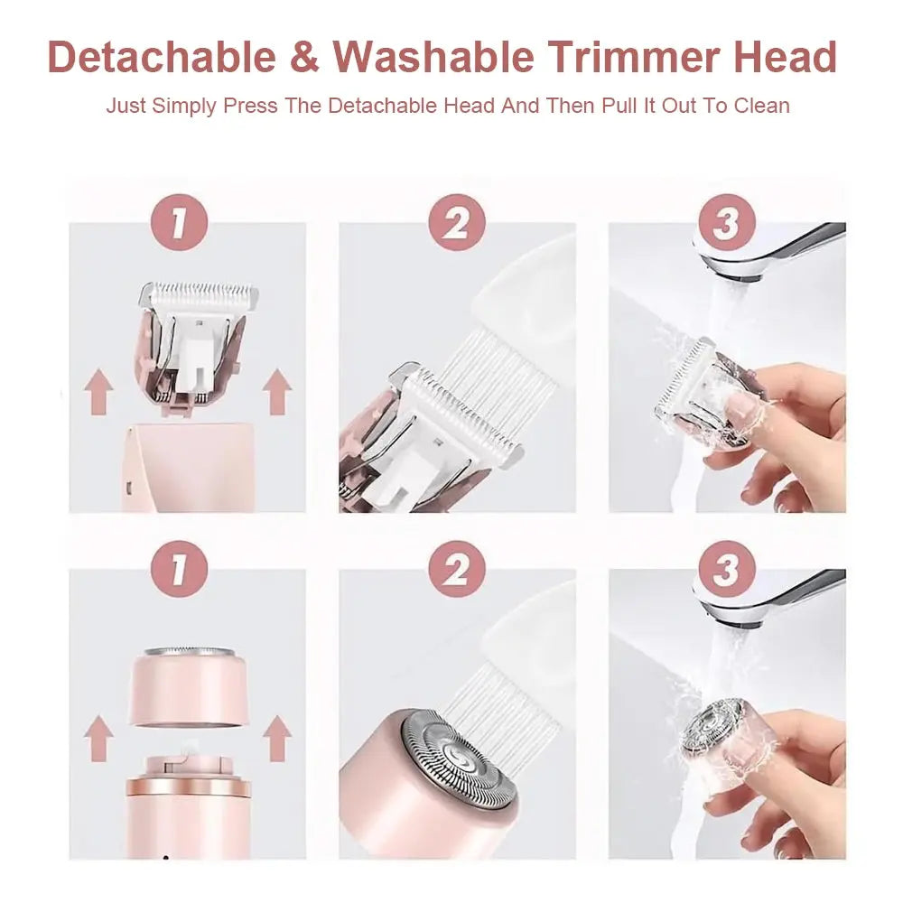 Portable Electric Razor for Women 2-in-1 Bikini Trimmer Facial Mustache Shaver Painless Epilator for Body Underarms Legs NNOS