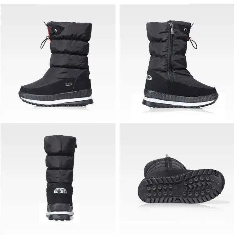 Winter thick women's snow boots Warm Plush Mid-calf Boots Non slip Waterproof  Platform Snow Boot Casual Female White shoes NNOS