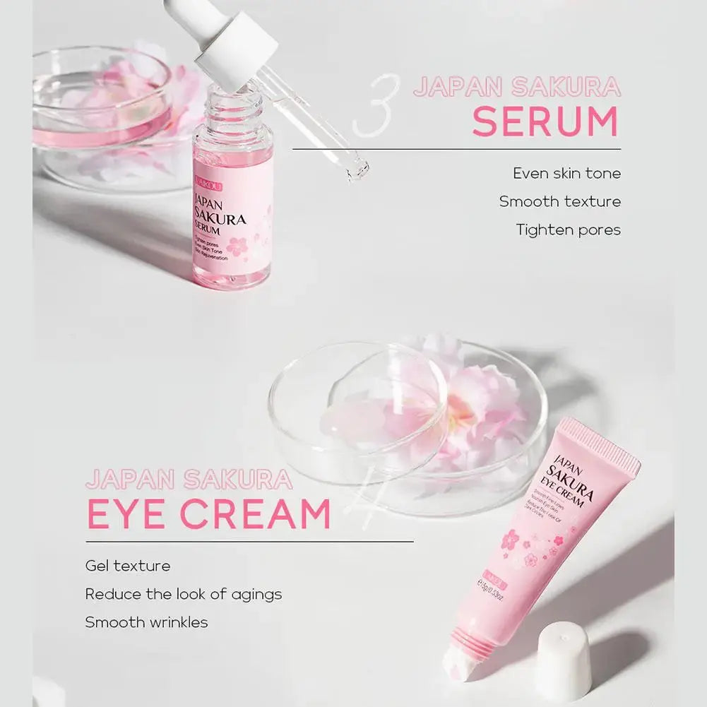 6Pcs Sakura Skin Care Set – Face Cream, Serum, Toner & Cleanser Gift Box NNOS