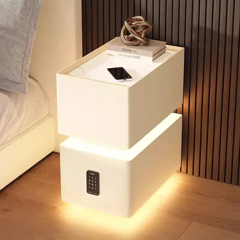 Smart Bedside Table – Modern Nightstand with Wireless Charging & LED Features NNOS