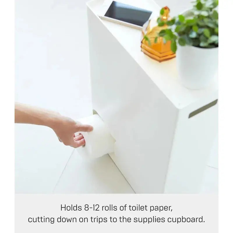 Home Toilet Paper Stocker - Bathroom Storage Organizer Dispenser Not for Jumbo Rolls Steel One Size White NNOS