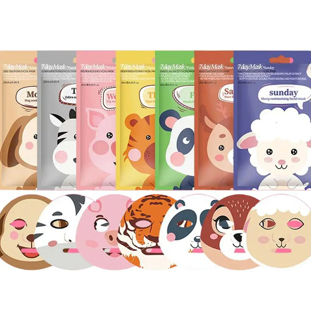 1/7pcs Cartoon Facial Mask Deep Hydrating Sheet Mask Moisturizing Tender Skin Mask Dog Panda Pig Animal Pattern Skin Care NNOS