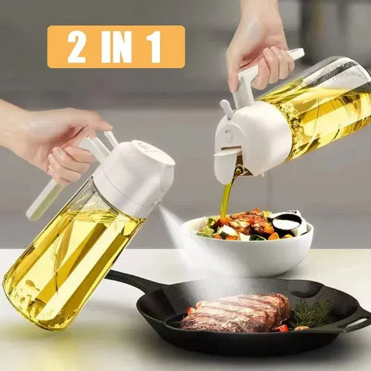 1-2PCS 2in1 Olive Oil Dispenser Bottle 500ml Plastic Oil Sprayer Cooking Oil Spray Tank BBQ Baking Picnic Kitchen Tools for Home product image