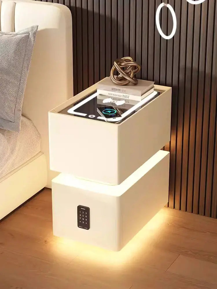 Smart Bedside Table – Modern Nightstand with Wireless Charging & LED Features NNOS