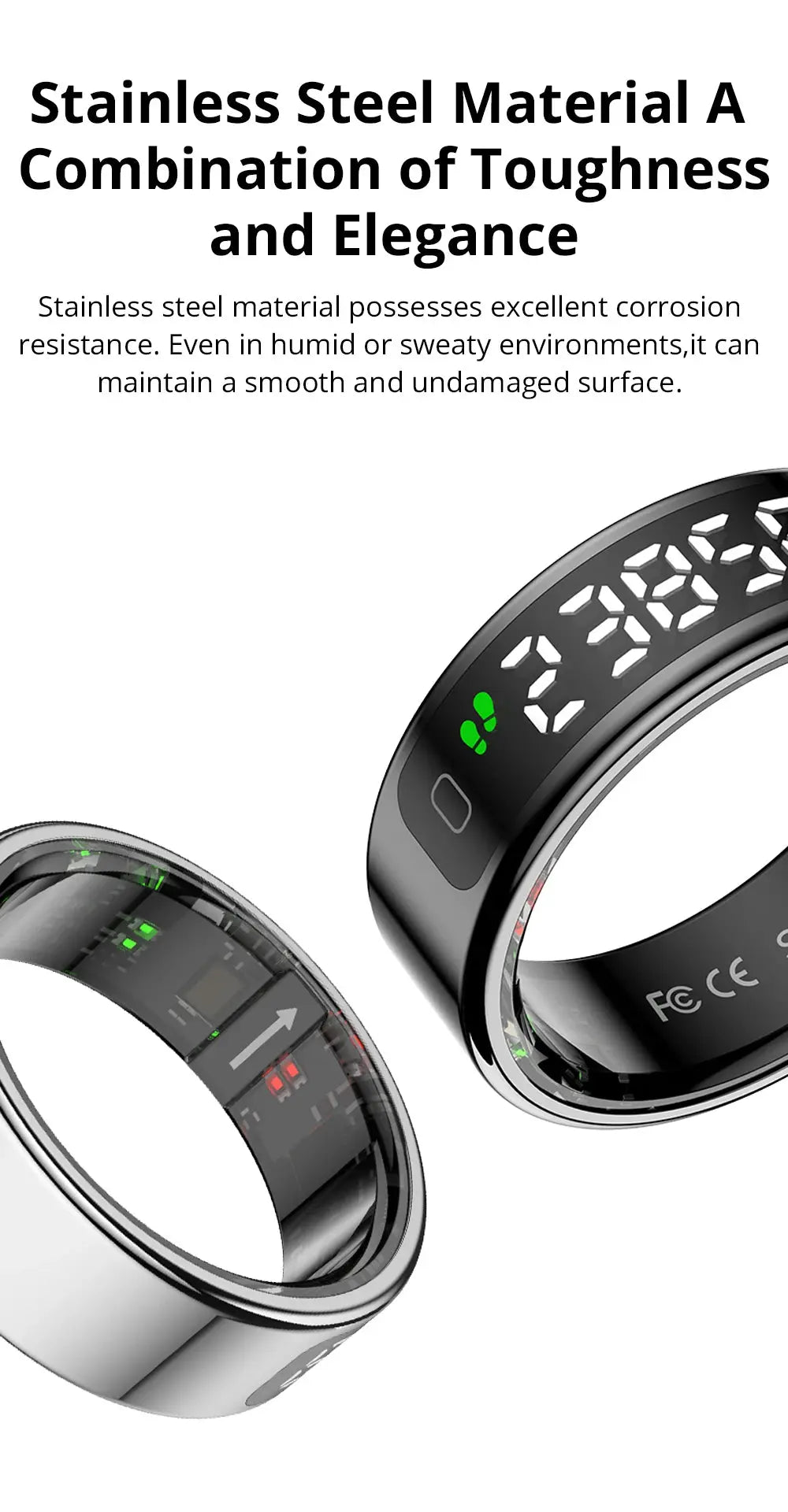 2025 COLMI R12 Smart Ring with Display Screen and Touch, Wireless Charging, Health Manager, 5 ATM Waterproof For Men Women NNOS