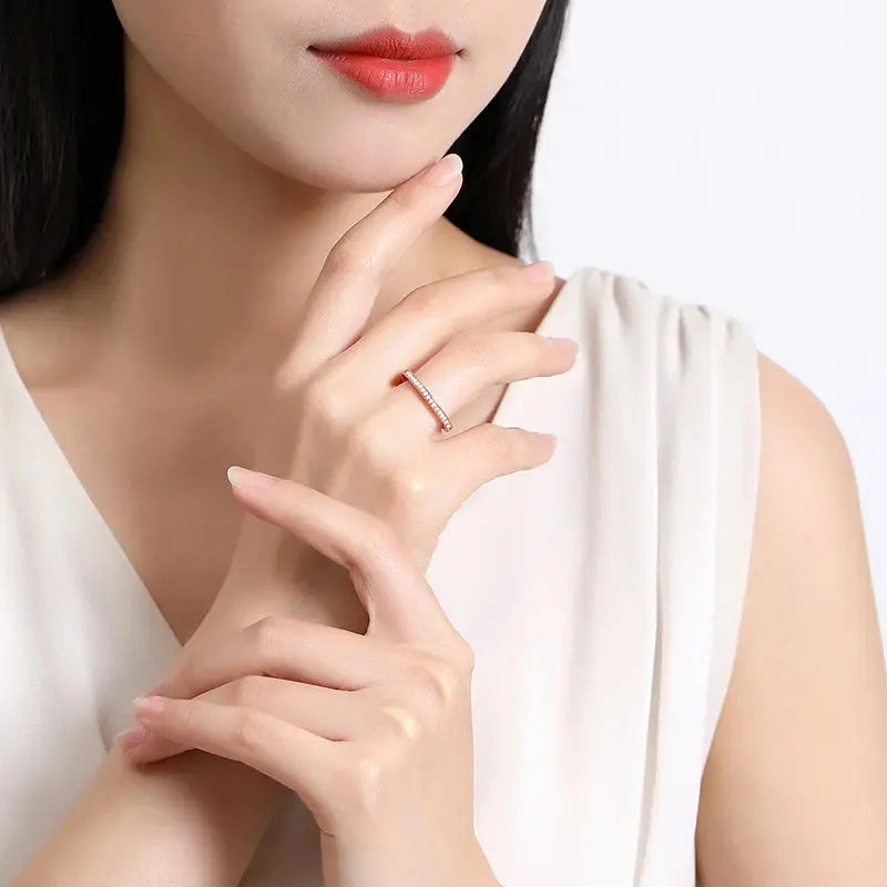 925 Sterling Silver Infinity Heart Ring – Rose Gold Crystal Engagement & Wedding Jewelry for Women NNOS