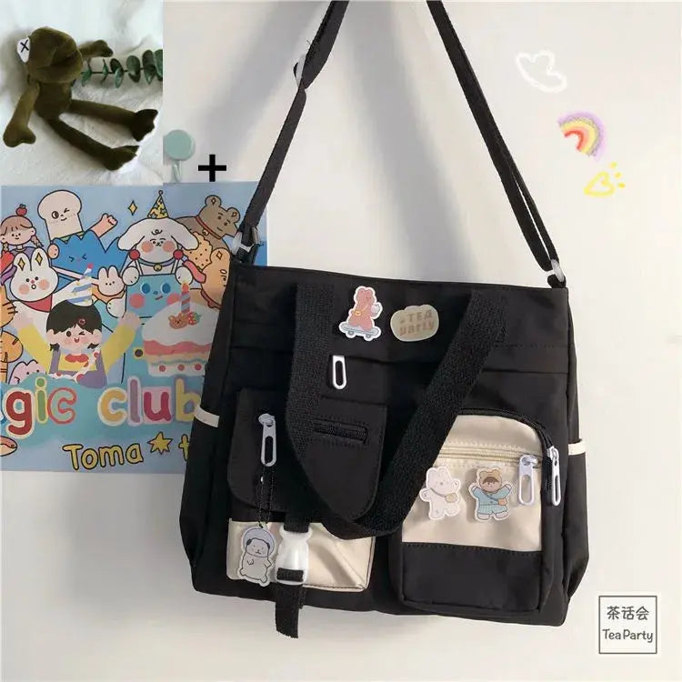 Waterproof Nylon Canvas Shoulder Bag – Stylish Japanese-Inspired Crossbody Satchel for Women, Girls & Students NNOS