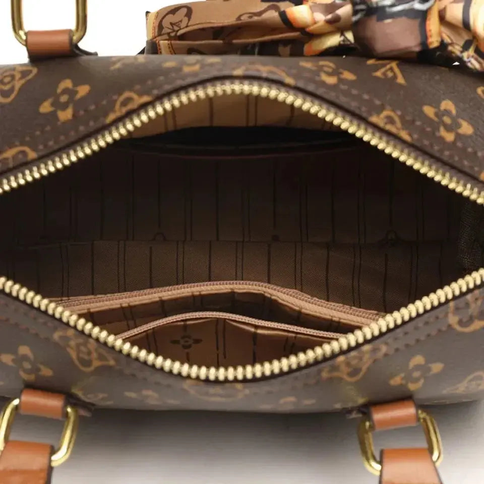 Luxury Crossbody Bag for Women New Fashion Retro Printed Handbag of High Quality PU Leather Boston Shoulder Tote NNOS