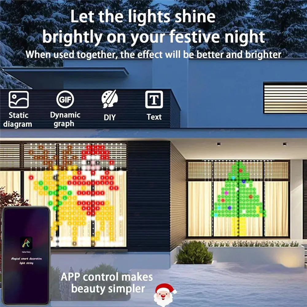 800 LED RGB Smart Curtain Lights – LED Party Lights with Music Sync, App & Remote Control NNOS