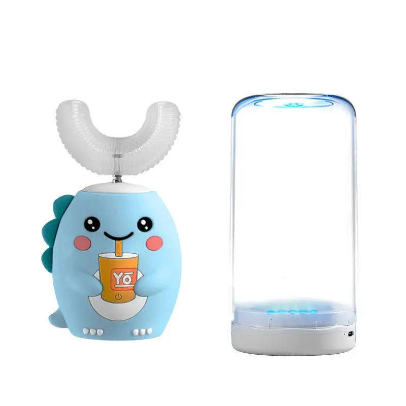 Children's Sonic Electric Toothbrush USB Rechargeable for Kids U-shaped 360Degrees Automatic Silicone Toothbrush Blue Light IPX7 NNOS