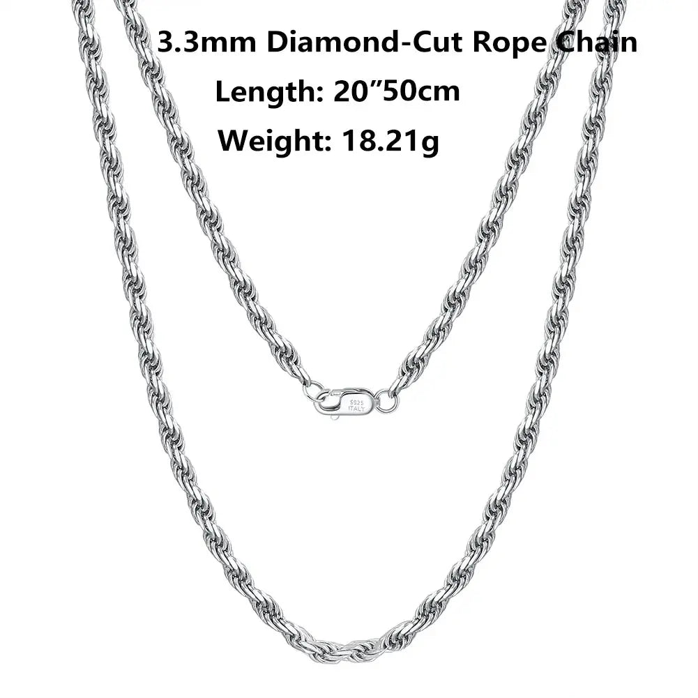 ORSA JEWELS Italian 925 Sterling Silver Diamond-Cut Rope Chain Necklace 18K Gold Plated Necklaces Chains for Women Jewelry SC29 NNOS