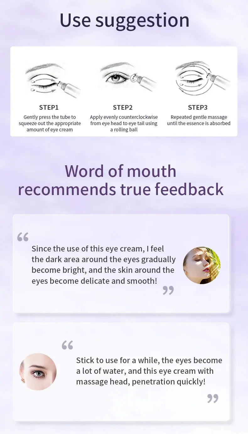 O'CHEAL Anti Wrinkle Anti Dark Circle Eye Cream Roller Massager Moisturizing Eye Bags Anti Aging Hyaluronic Acid Eye Skin Care NNOS