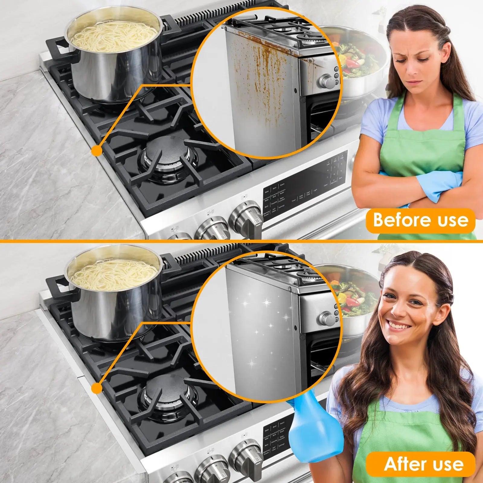 2Pcs Stainless Steel Stove Gap Guards Snug Fit Adjustable Length Stove Side Gap Protectors Heat Resistant Stove Gap Fillers NNOS