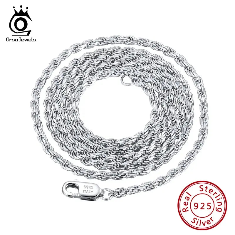 ORSA JEWELS Italian 925 Sterling Silver Diamond-Cut Rope Chain Necklace 18K Gold Plated Necklaces Chains for Women Jewelry SC29 NNOS