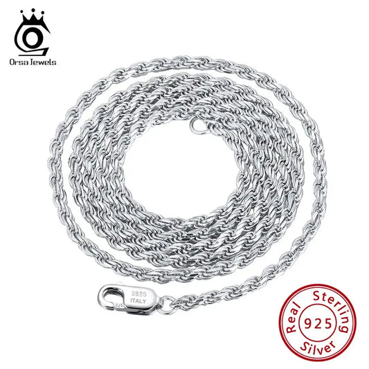 ORSA JEWELS Italian 925 Sterling Silver Diamond-Cut Rope Chain Necklace 18K Gold Plated Necklaces Chains for Women Jewelry SC29 NNOS