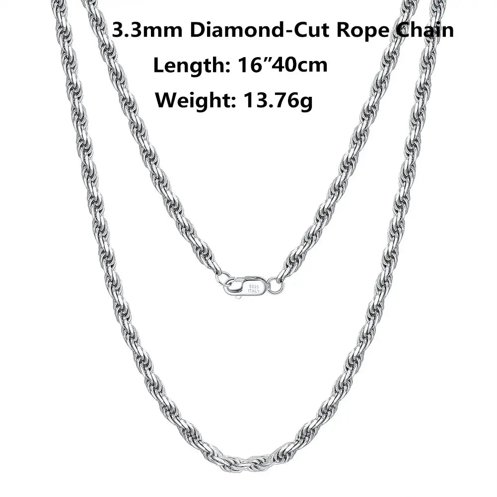 ORSA JEWELS Italian 925 Sterling Silver Diamond-Cut Rope Chain Necklace 18K Gold Plated Necklaces Chains for Women Jewelry SC29 NNOS