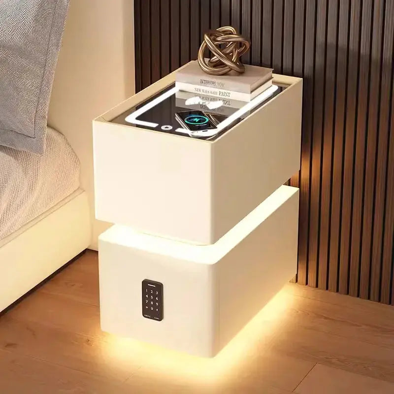 Smart Bedside Table – Modern Nightstand with Wireless Charging & LED Features NNOS