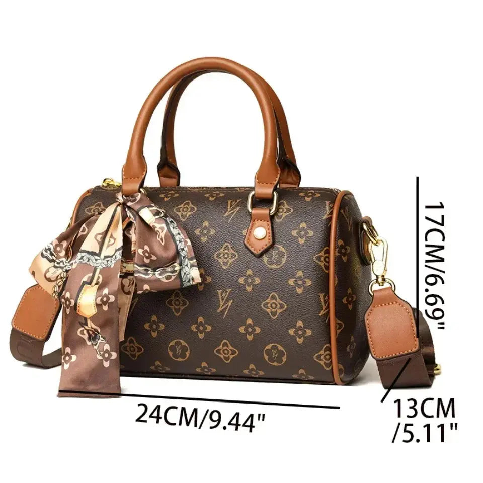 Luxury Crossbody Bag for Women New Fashion Retro Printed Handbag of High Quality PU Leather Boston Shoulder Tote NNOS
