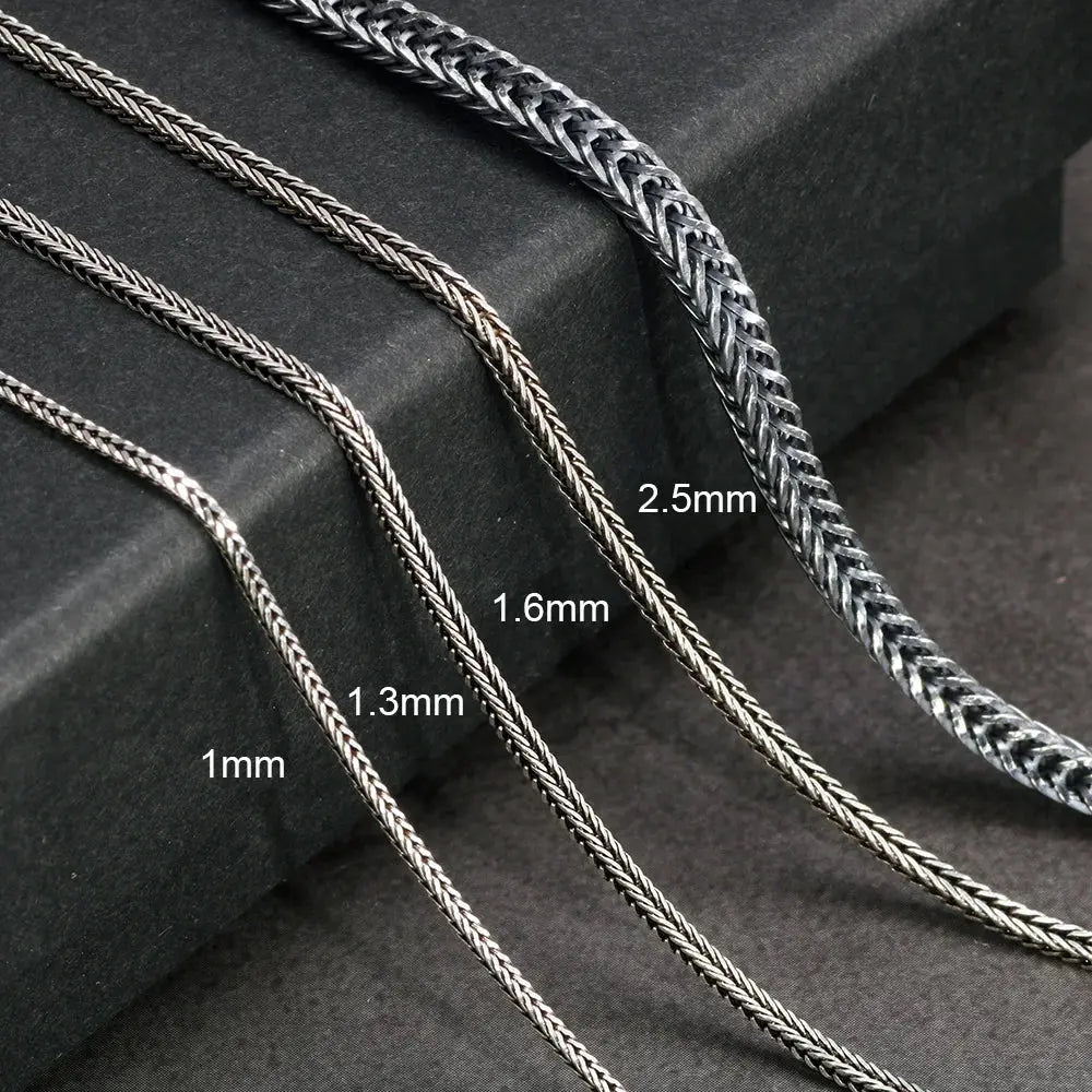 Real Pure 925 Sterling Silver Necklace Chain Women And Men Vintage Foxtail 1.6mm Retro Solid Thai Silver Italy Fine Jewelry NNOS