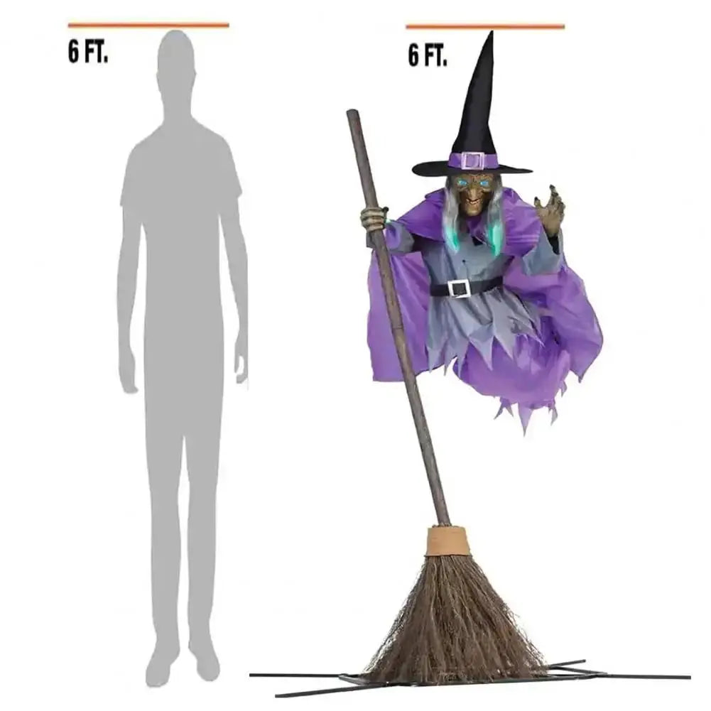 Sound Activated Witch Ornament Led Light Up Witch Decoration Voice-activated Halloween Flying Witch Decor with for Outdoor NNOS