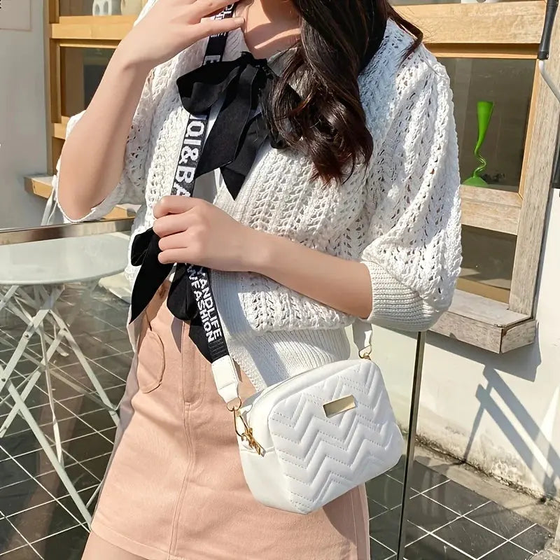 Geometric Pattern Crossbody Shoulder Bag Casual Zippered Camera Lipstick Bag Square Size Eye Catching NNOS