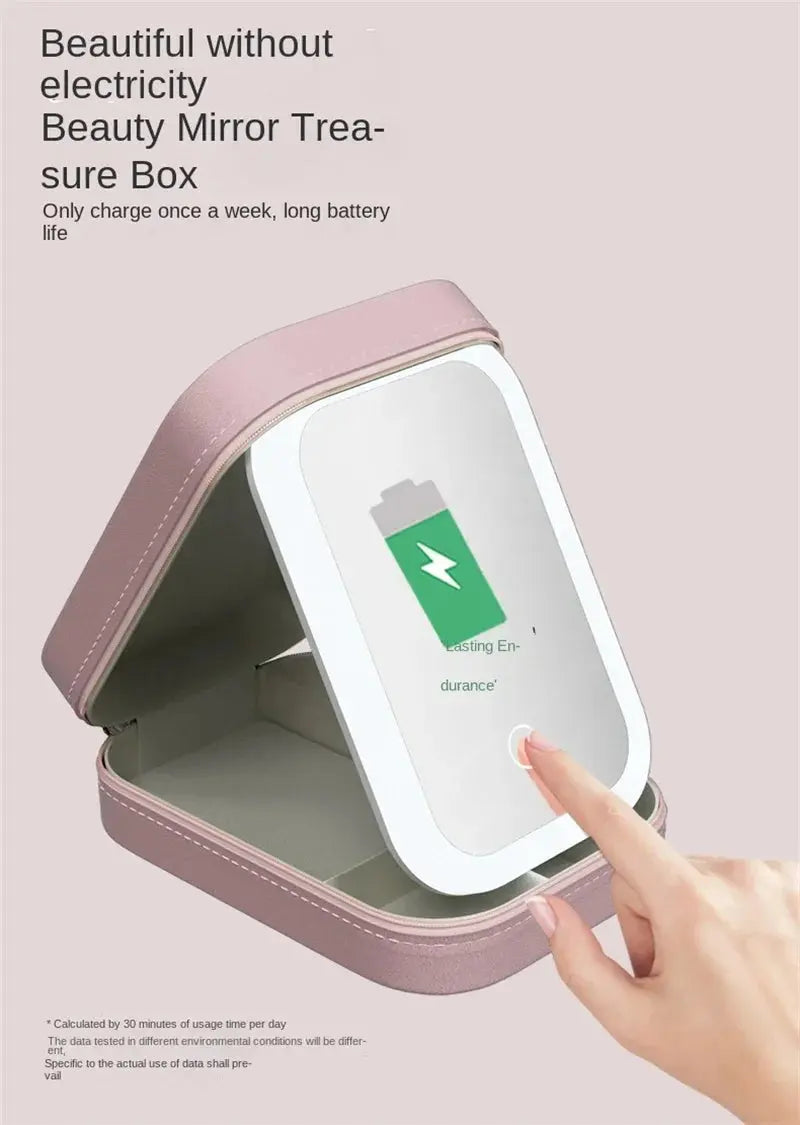 Smart LED Cosmetic Case with Mirror Travel Makeup Bag Small Cute Female Beautician Skincare Product Makeup Case for Women NNOS