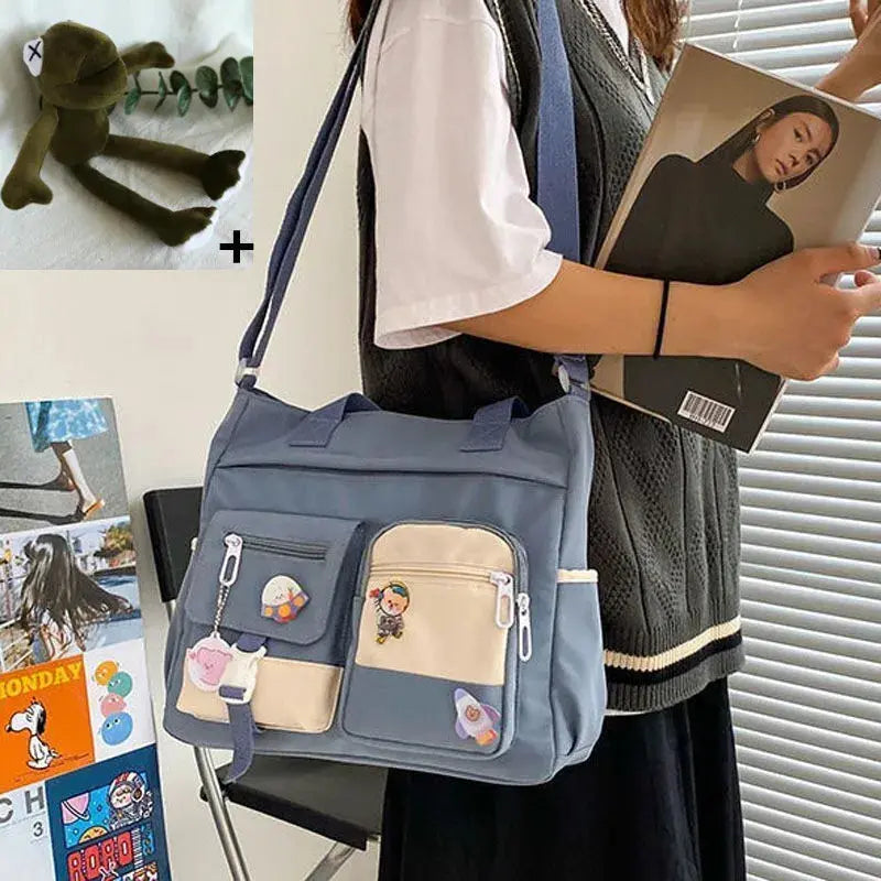 Waterproof Nylon Canvas Shoulder Bag – Stylish Japanese-Inspired Crossbody Satchel for Women, Girls & Students NNOS