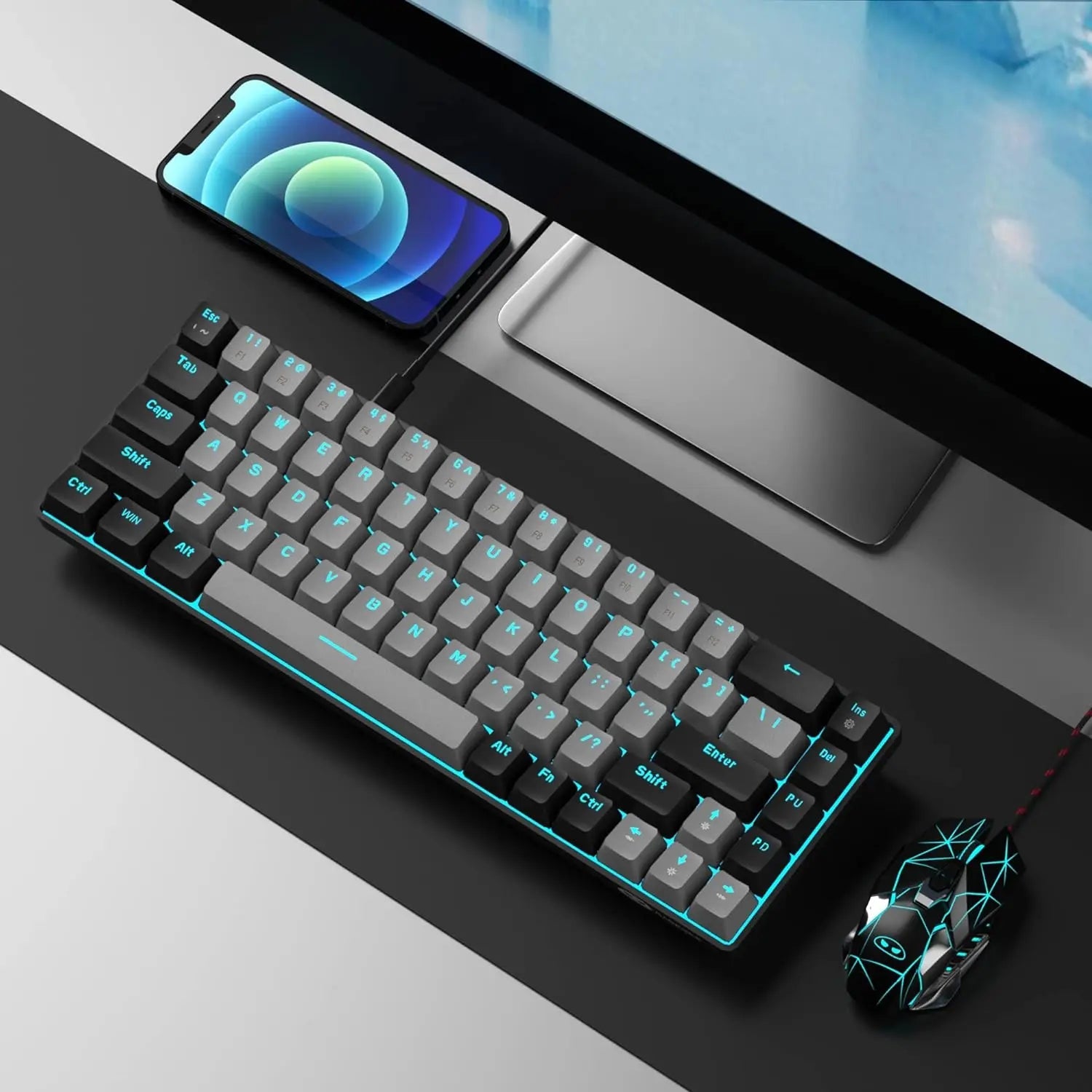 MageGee Portable 60% Mechanical Gaming Keyboard, MK-Box LED Backlit Compact 68 Keys Mini Wired Office Keyboard with Red Switch f NNOS